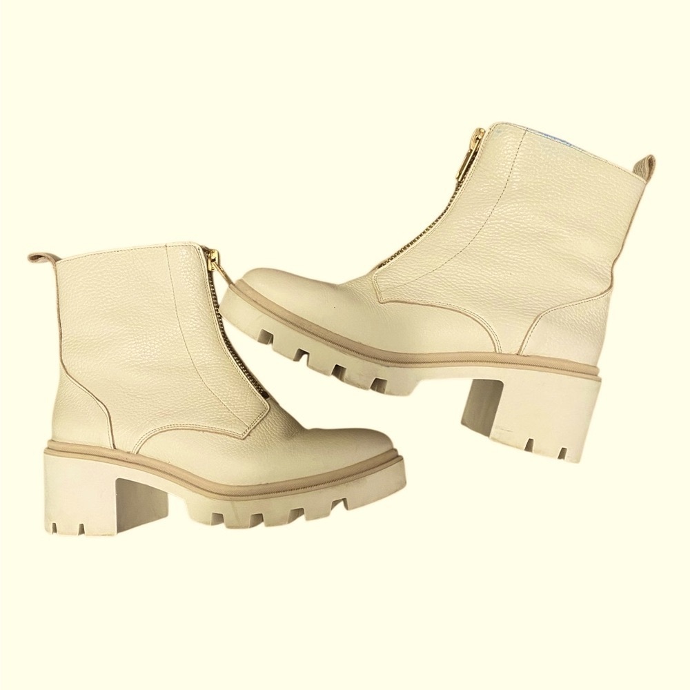 Antonio de Faria Lug Sole Chelsea Women's Cream Leather Ankle Boots, Size 9